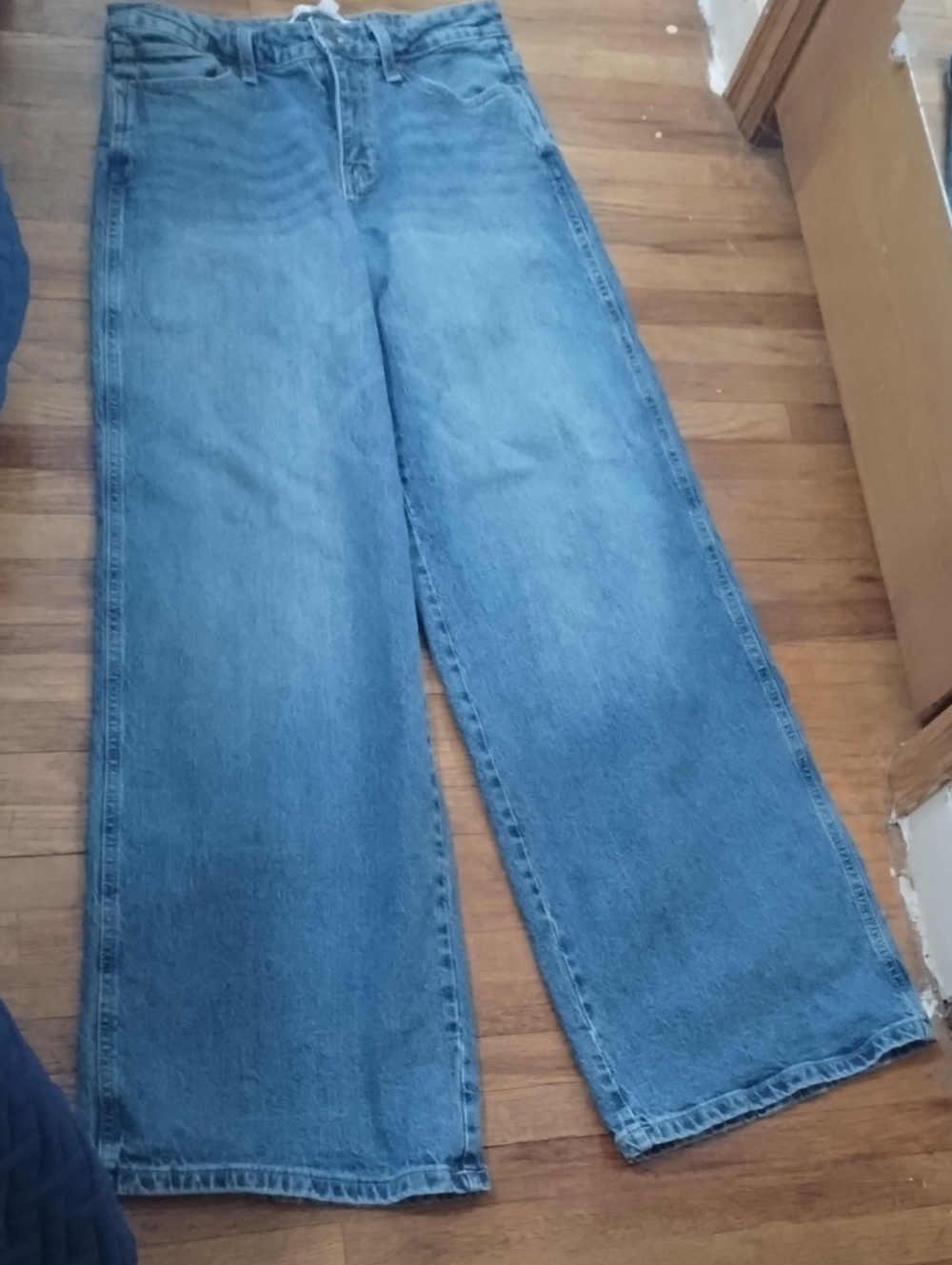 Wide Leg Women's Jeans - Blue Denim
